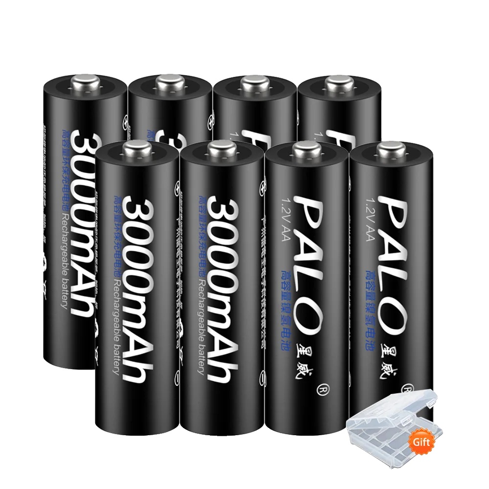 Wiederaufladbare Batterien, 3000mah Kapazität, Breite Kompatibilität, 8 Stück Aa Schwarz