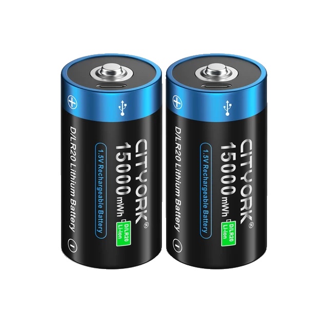 Wiederaufladbare Lithiumbatterie, 1,5v Ausgang, Usb Typ-c Ladeanschluss, 2stück D 15000 Batterie