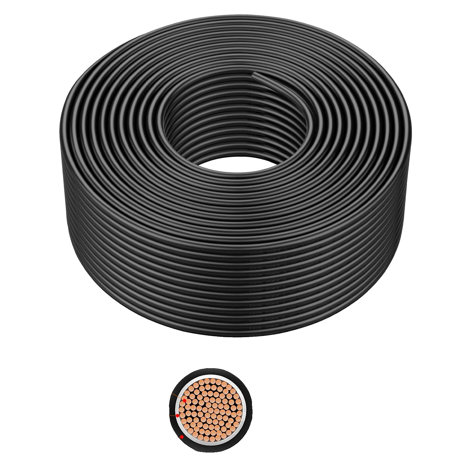 Solarstromkabel, Tuv-geprüft, Langlebige Pvc-isolierung, Schwarz-10 Awg-100m