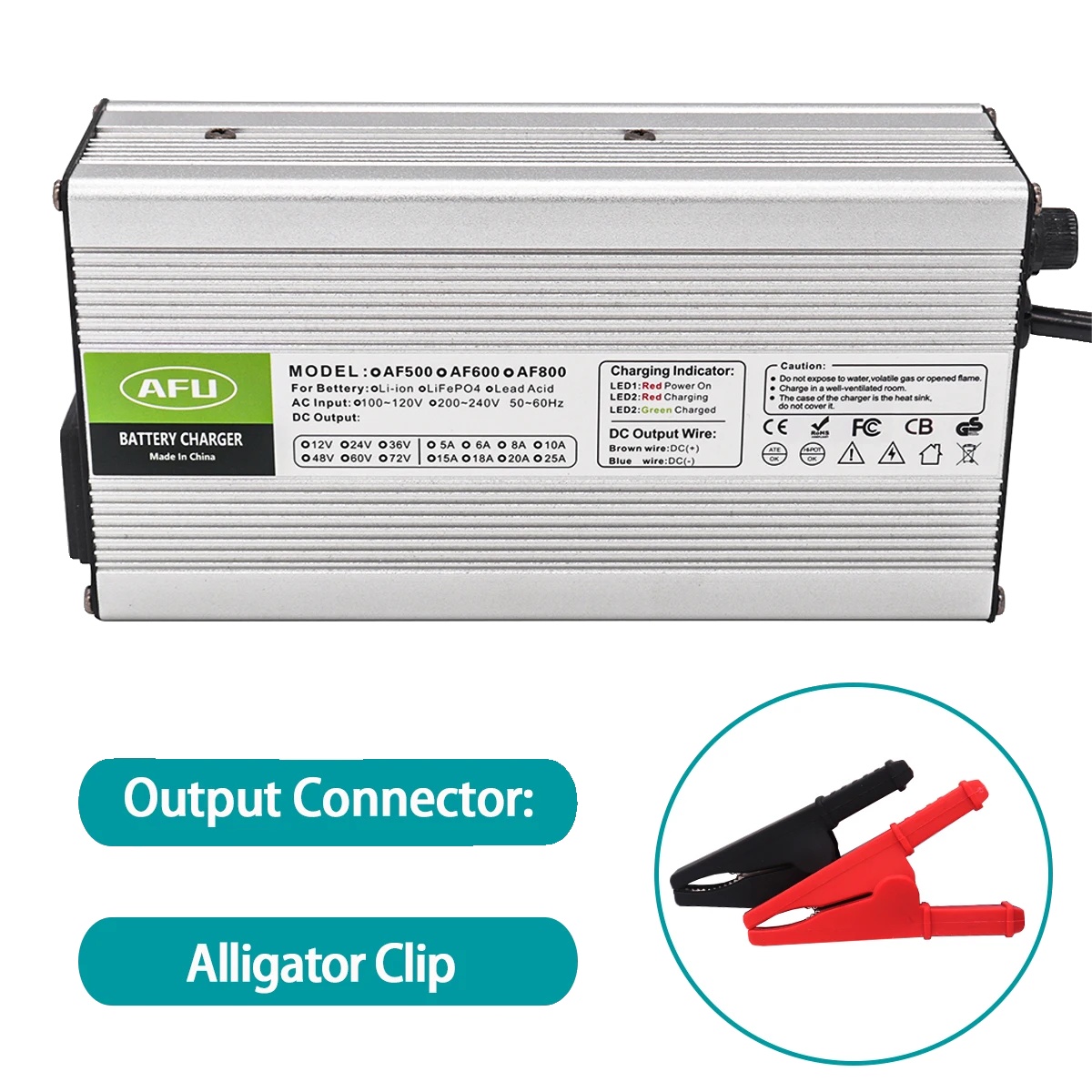 Batterieladegerät, 15a Ausgang, Intelligenter Lademodus, Alligatorclip, Eu(200-240v)