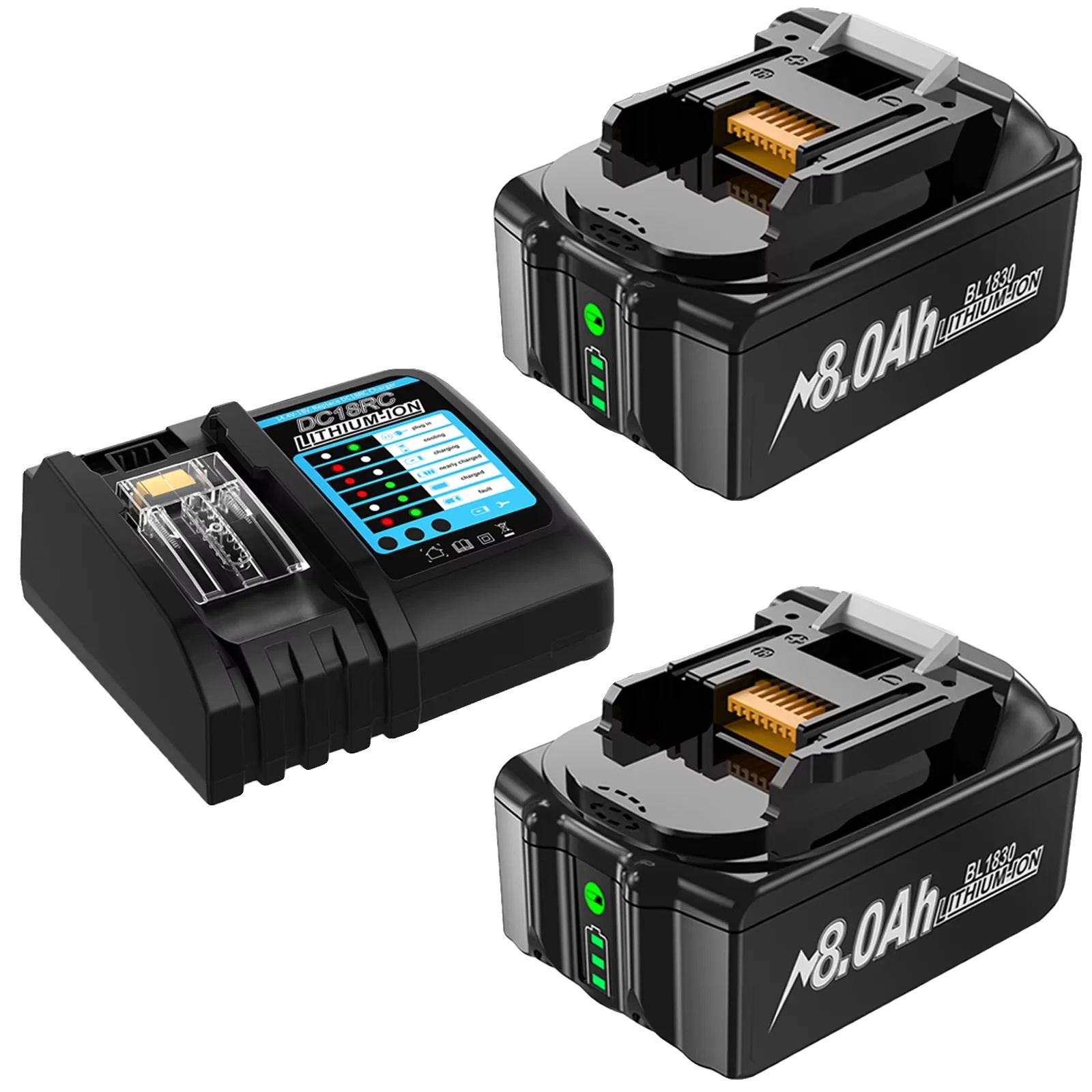Ersatzbatterie, 8000mah Kapazität, Kompatibel Mit Elektrowerkzeugen, 2 8.0ah Mit Ladegerät, 18v-b