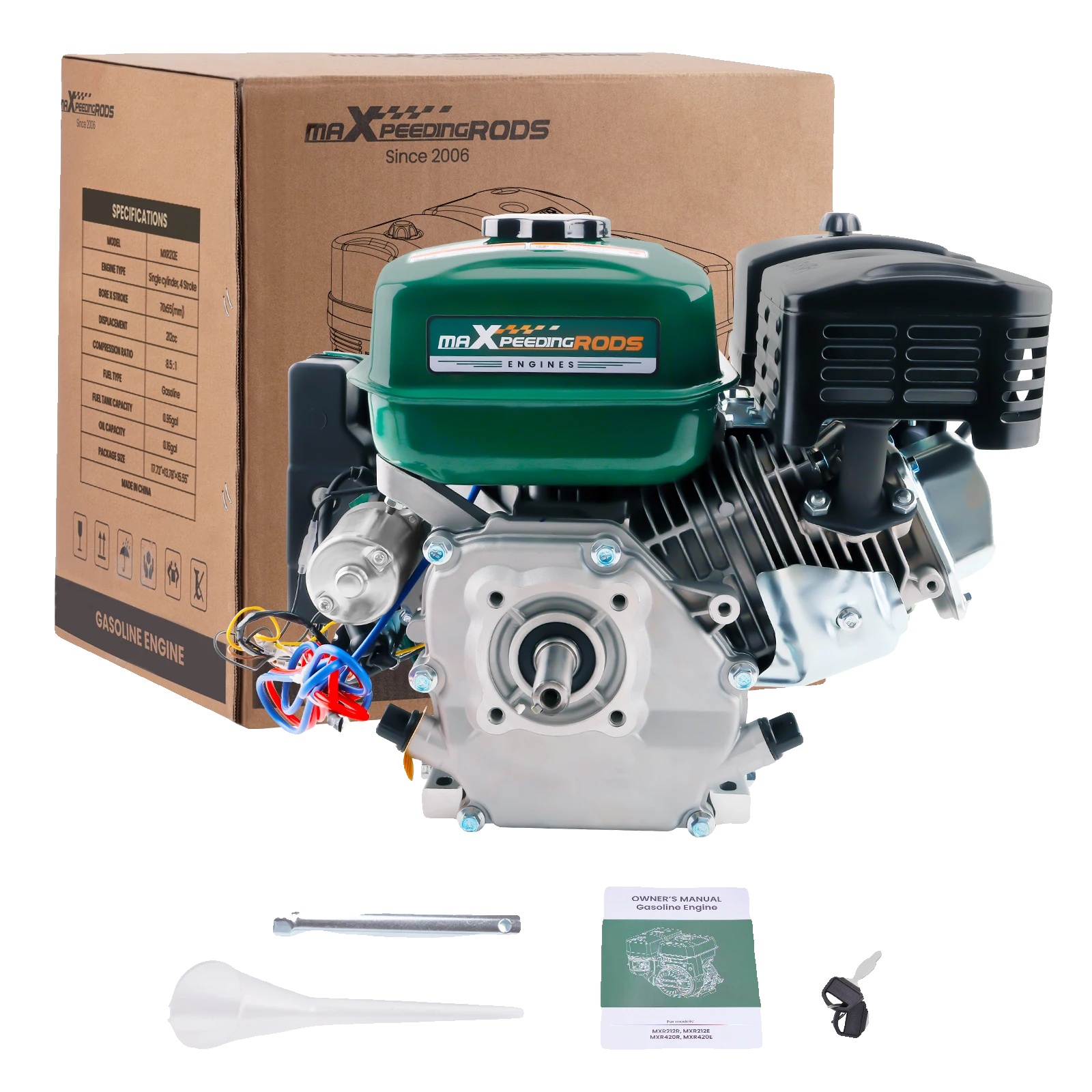 Benzinmotor, 7 Ps, 212 Ccm, Elektrostarter, Horizontal, 3,6 Kw