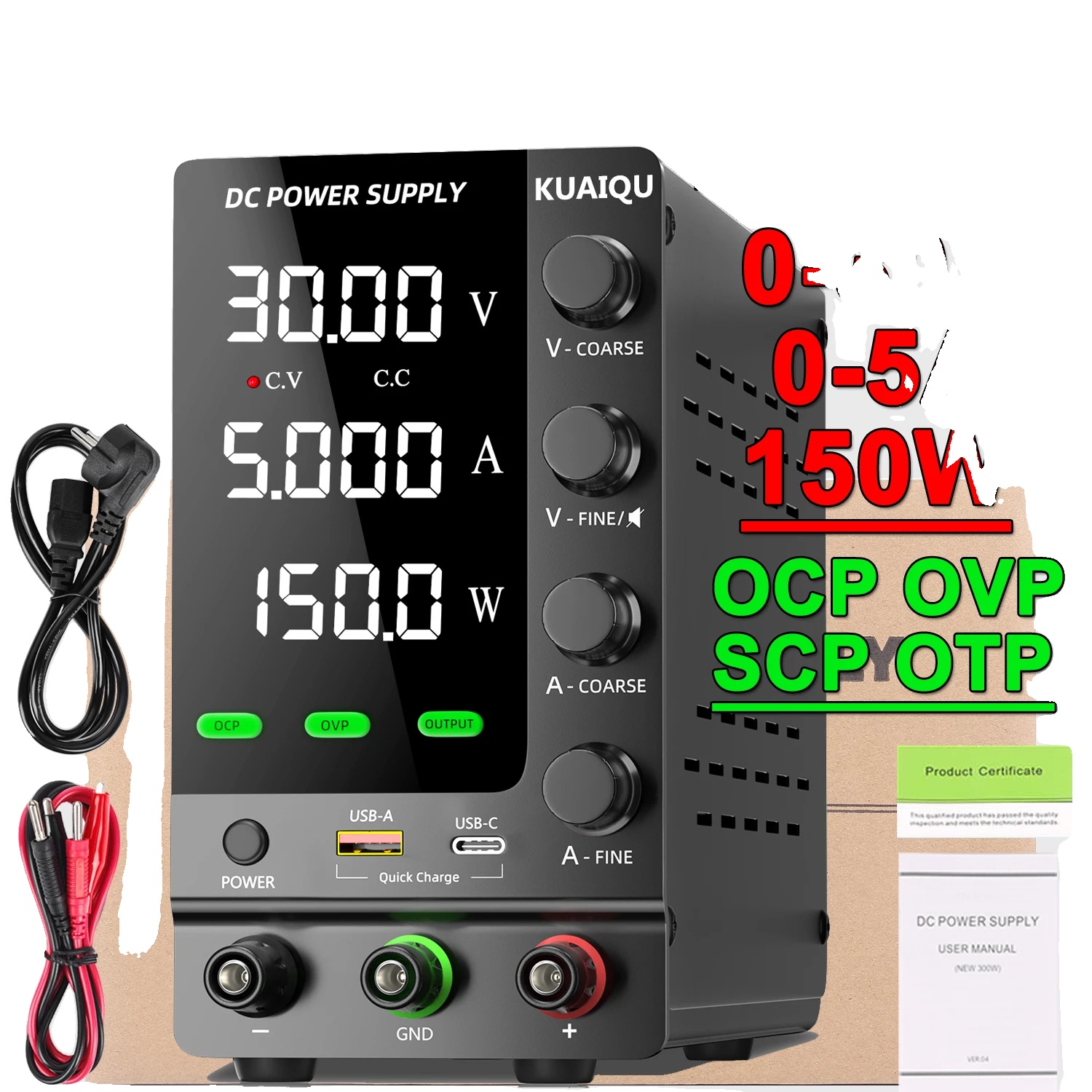 Dc-netzteil, Einstellbare Spannung, Schutzfunktionen, Sps-c305s
