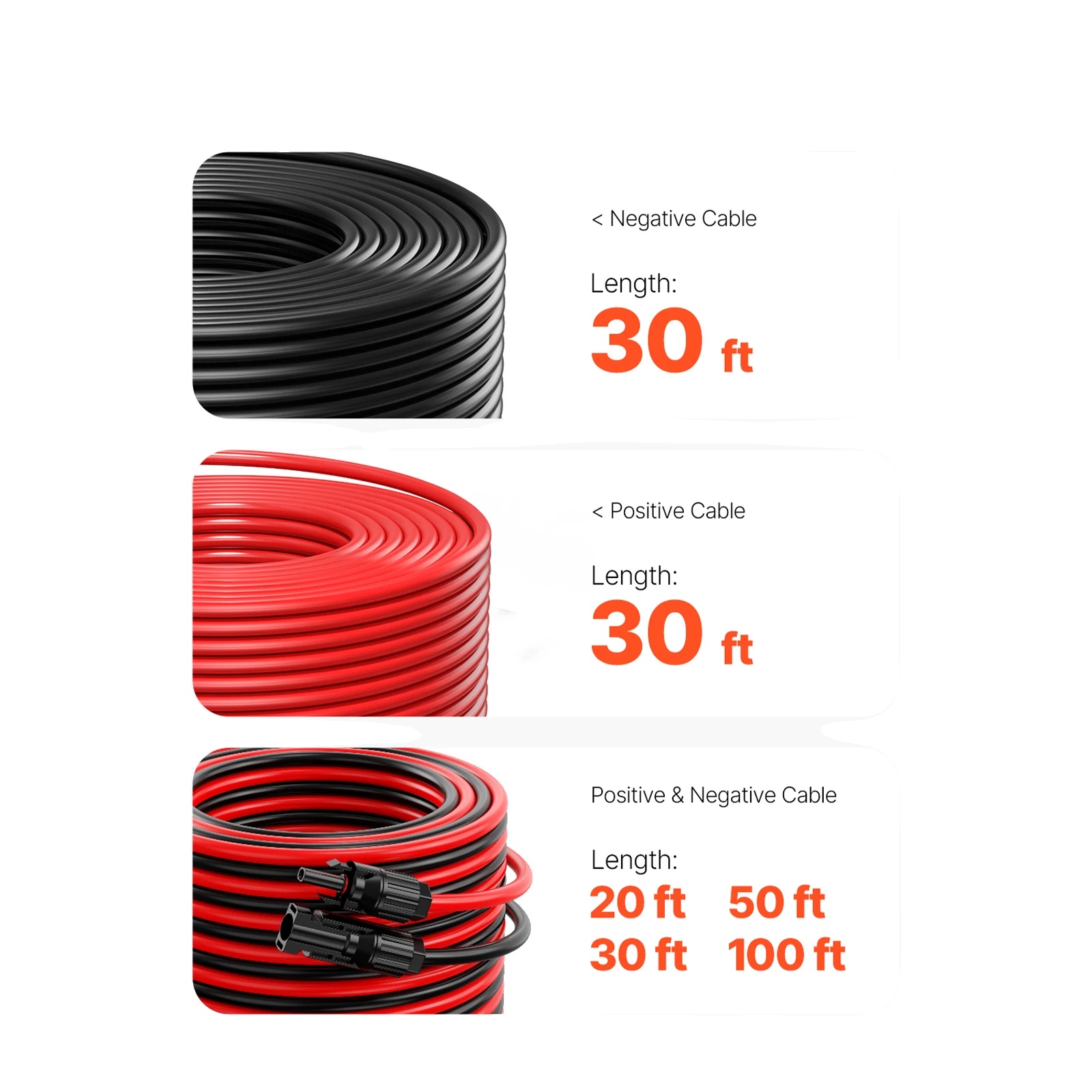 Solarkabelverlängerung, 10awg, Langlebige Und Zuverlässige Leistung, 30ft Paar