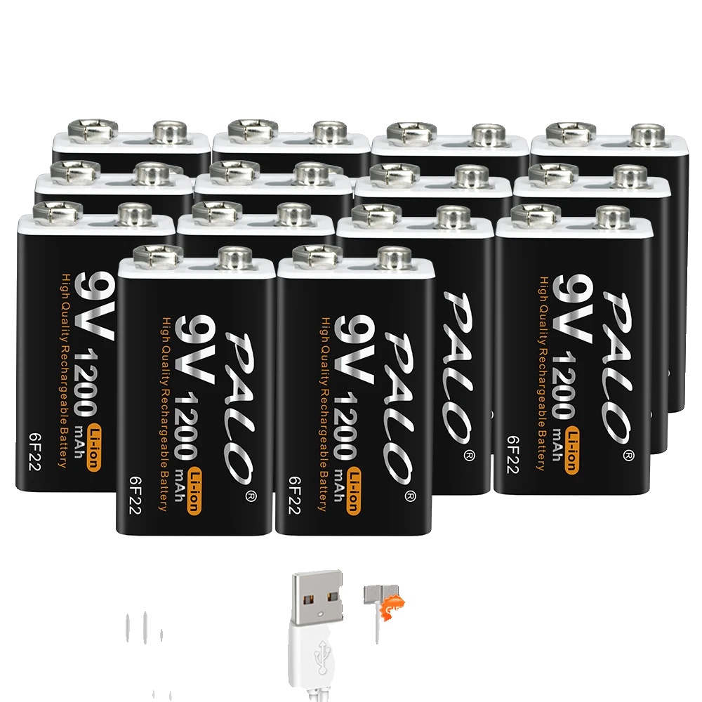 Wiederaufladbare 9v-batterie, 1200mah Kapazität, Usb Typ-c Ladeanschluss, 14pcs Batterie