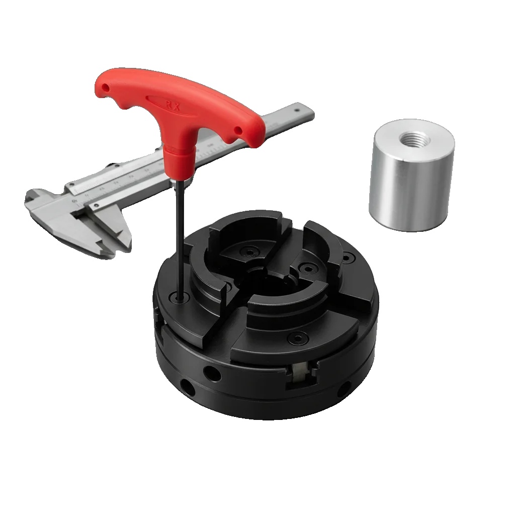 Drehfutter, M33 Öffnung, Spannbereich 39-76mm, Außensupportgröße 51-92mm, Klaushöhe 30mm, Nettogewicht 2,1kg