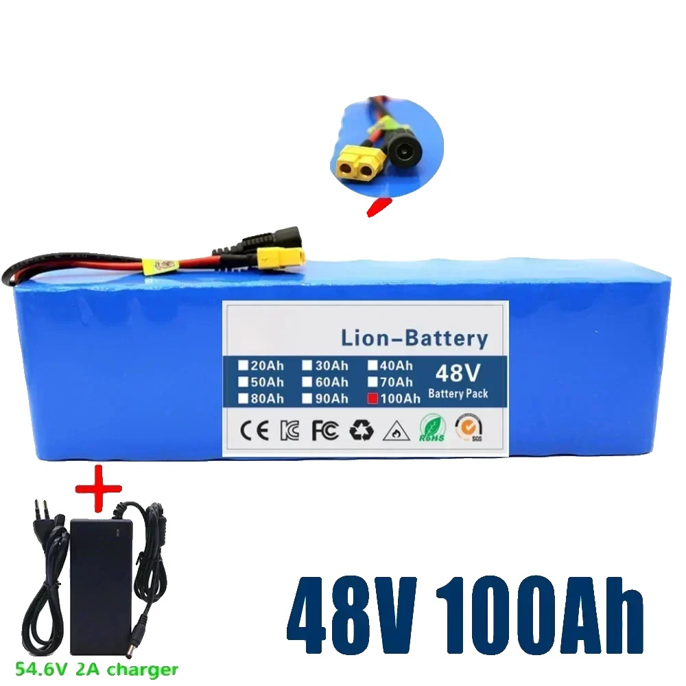 Lithium-ionen-batteriepack, 100ah Kapazität, Geeignet Für 48v Motoren, Xt60-dc-ladegerät