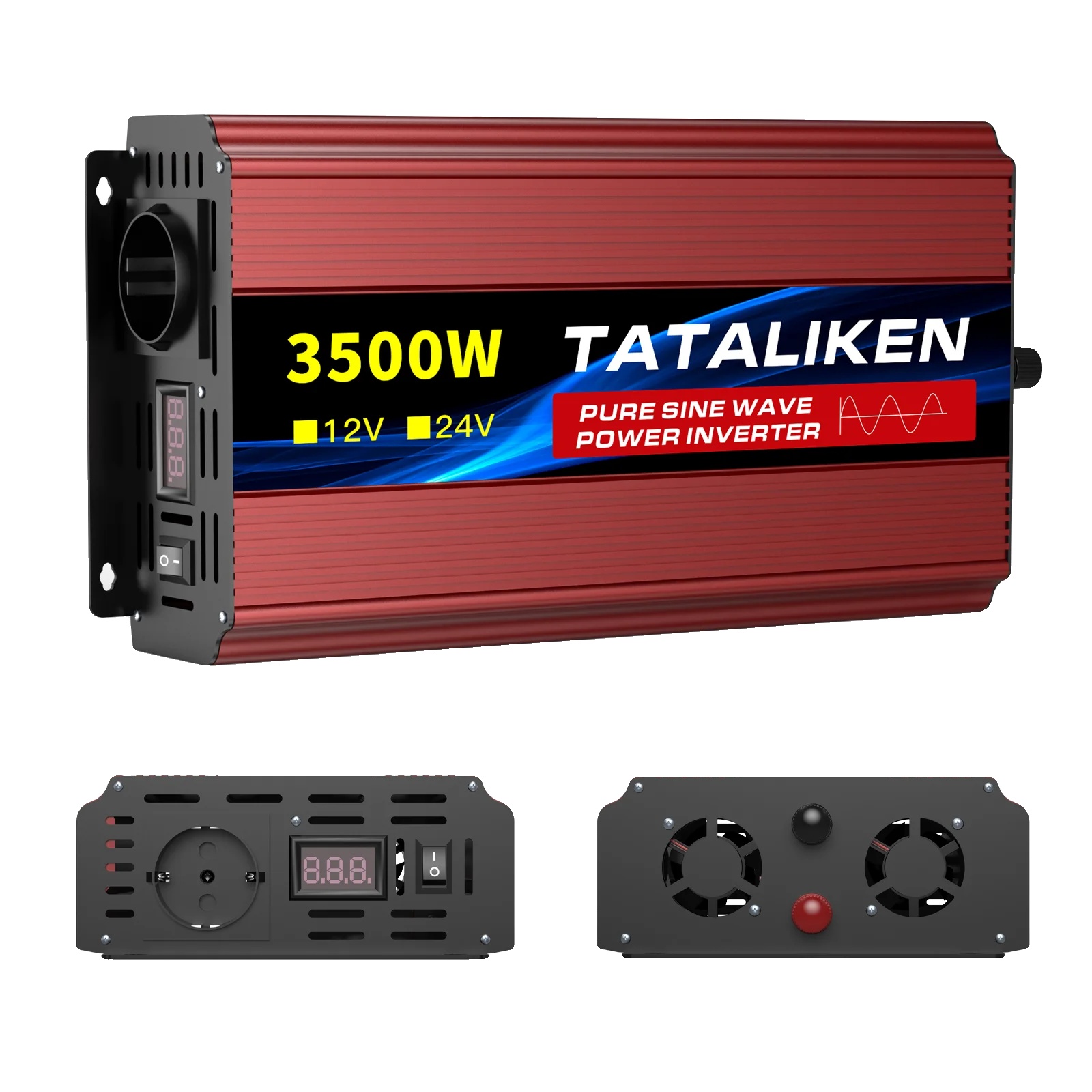 Reiner Sinuswellenwechselrichter, 1600w, Digitale Anzeige, 12v3500w 220v50hzeu