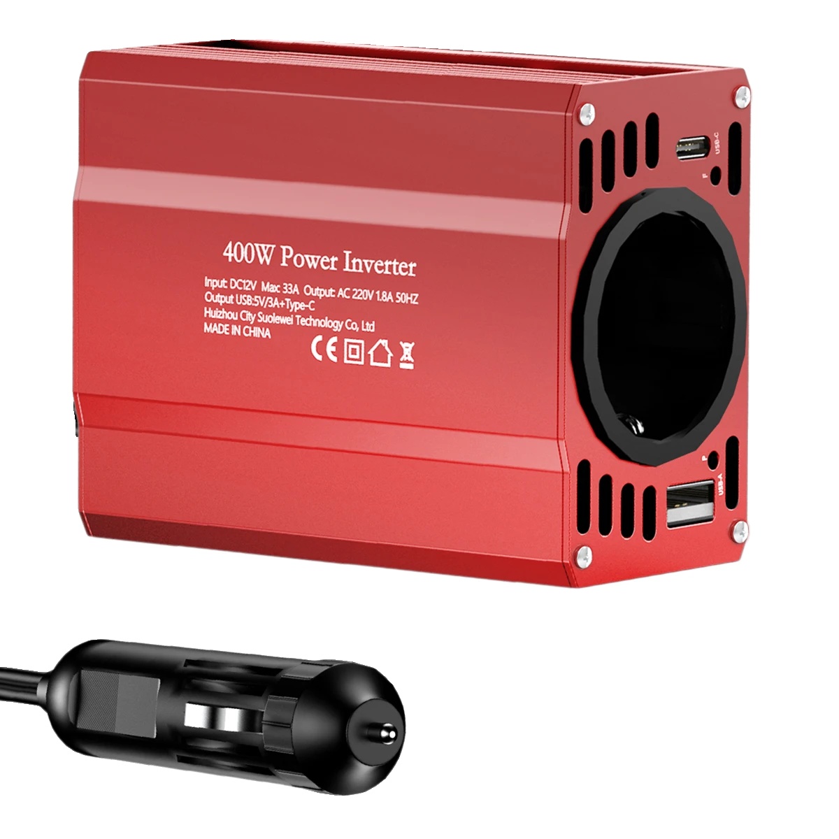 Wechselrichter, Dc-zu-ac-wandler, Europäischer Standardstecker, 400w-rot
