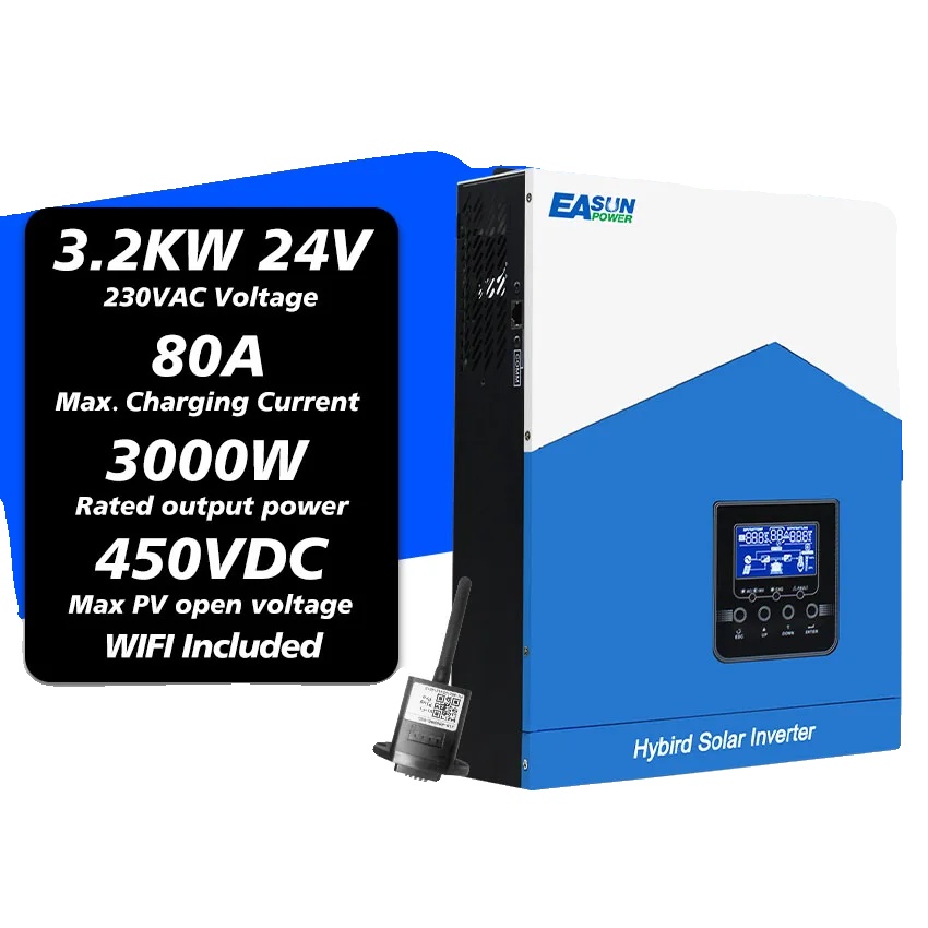 Hybridwechselrichter, Reine Sinuswelle, Intelligentes Batteriemanagement, 3.2kw 24v Wifi