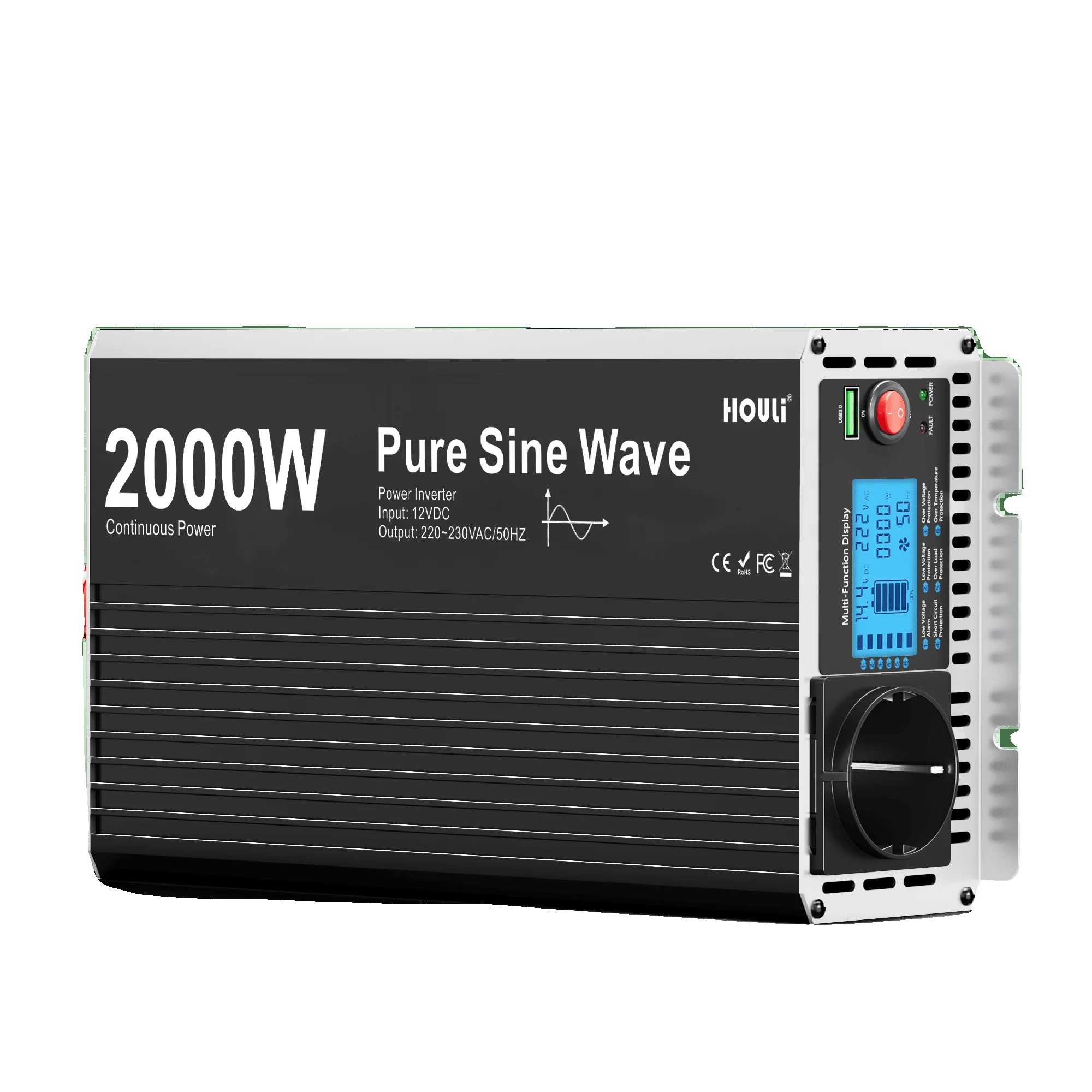 Wechselrichter, Reine Sinuswelle, Intelligentes Digitales Display, Spitzenleistung 4000w-a, Europa-a, 12v, 220v-a