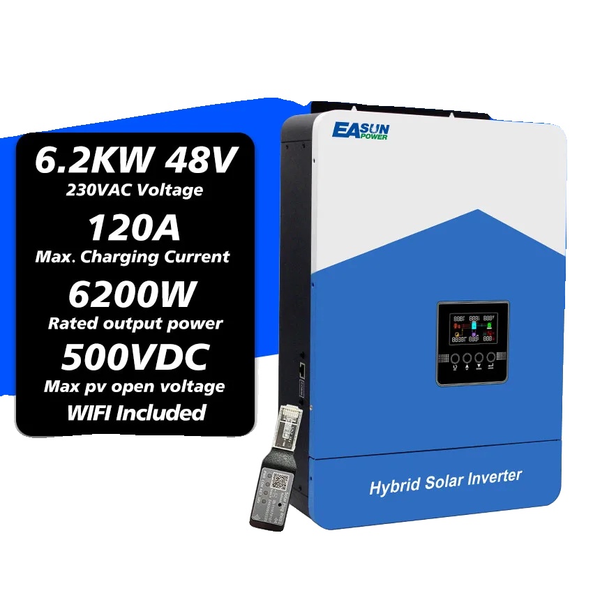 Hybridwechselrichter, Reine Sinuswelle, Intelligentes Batteriemanagement, 6.2kw 48v Wifi