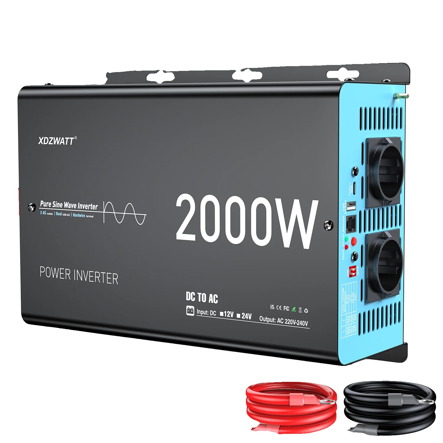Stromwechselrichter, Zuverlässig 2000w, Lcd-display, 12v 2000w (4000w Spitze)