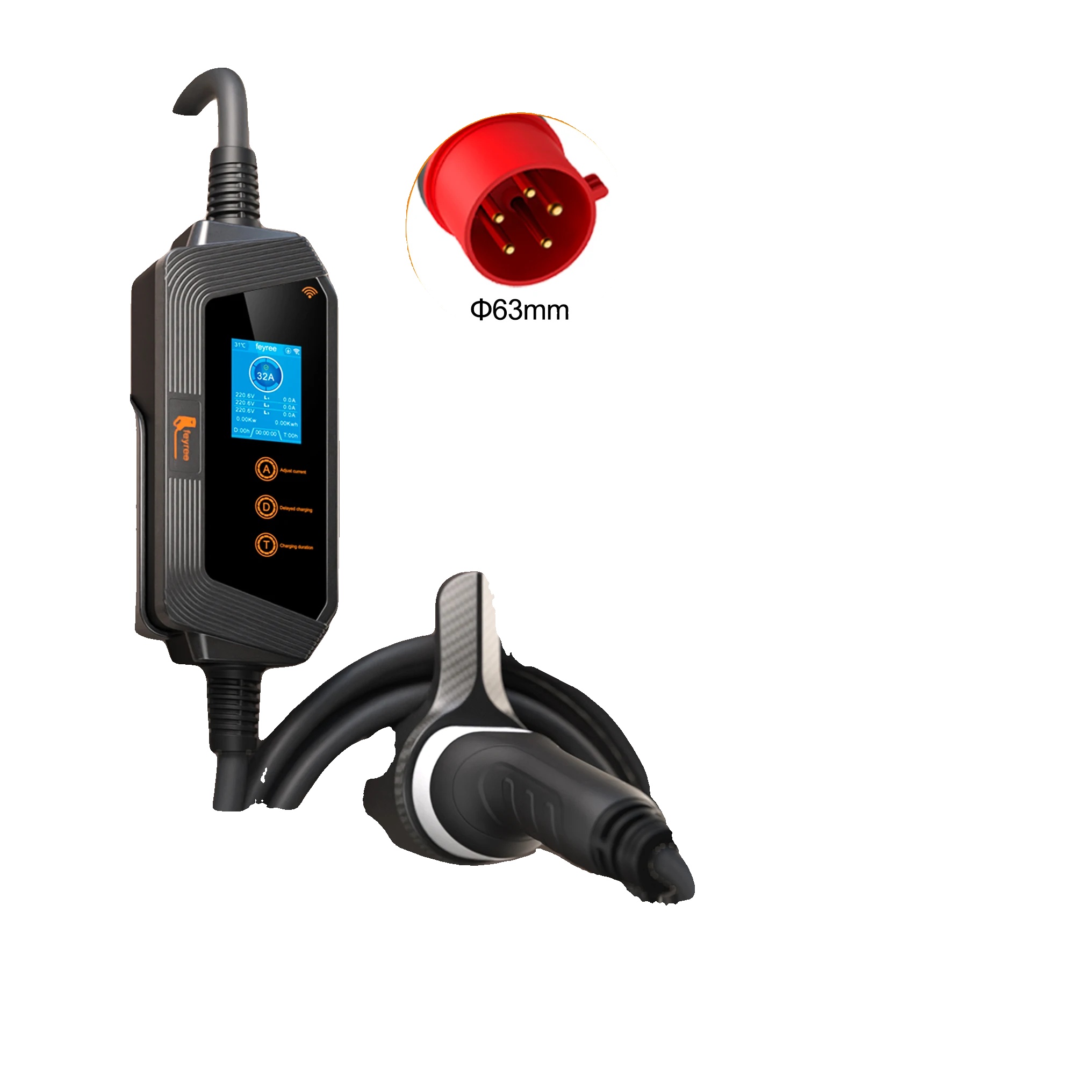Ev-ladegerät, Wi-fi-app-steuerung, 22kw Leistung, 22kw App Kein Adapter