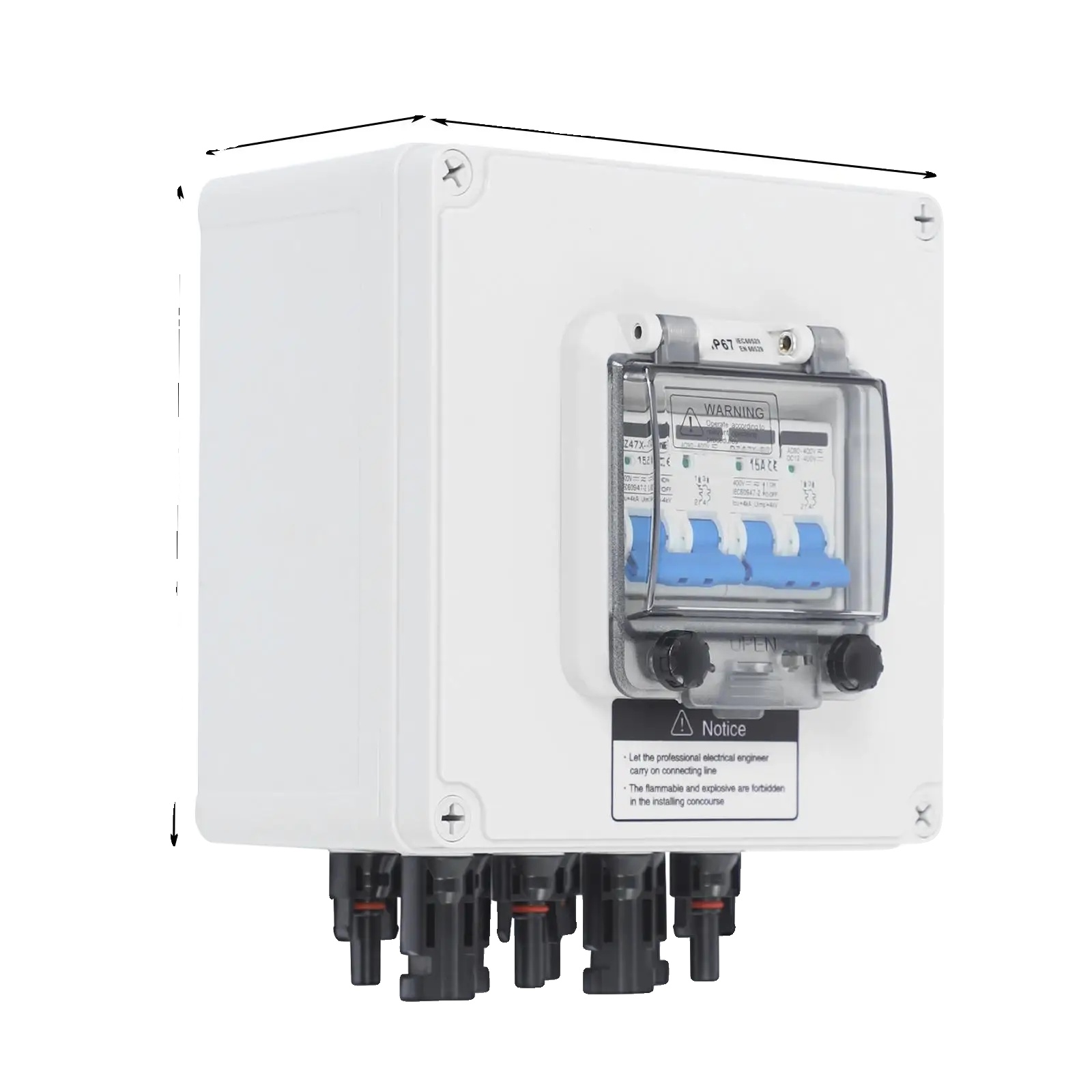 Pv Kombinationsbox, Überspannungsschutz, Wasserdichtes Design, 2 In 2 Out-15a, L-b