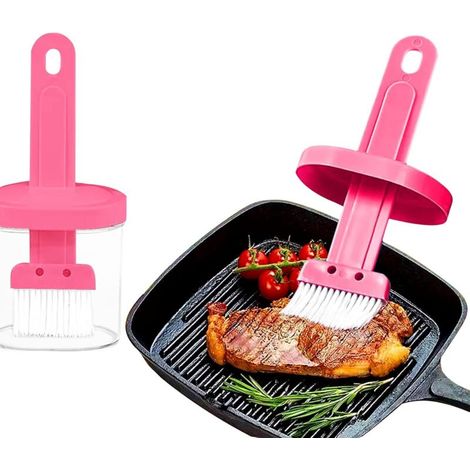 Ölflaschen-pinselset – Enthält Eine Ölflasche Und Einen Pinsel – Zum Kochen, Backen Und Grillen – Rosa