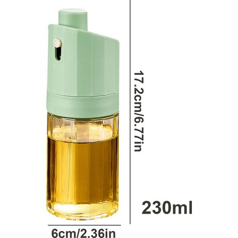 Ölsprüher, Küchenspenderflasche, Olivenölsprüher, Druckpumpe, Nachfüllbar, 230 Ml Fassungsvermögen, Aus Polypropylen Und Glas, 17,2 X 6 Cm