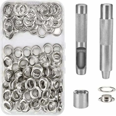 Ösen-set Mit 100 Teilen, Metallösen-werkzeug, 14-mm-ösen-set Für Segeltuch, Planen, Zeltreparaturen, Silber...debuns