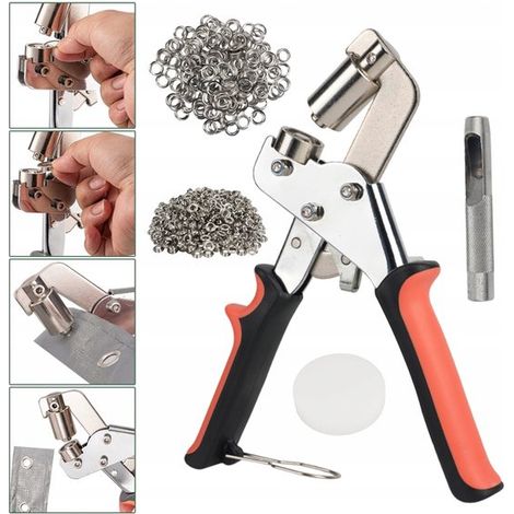 Ösenzange – 10-mm-ösenstanze – Lochzange – Für Segeltuch Und Leder – Mit 500 Ösen Und Einsätzen – Einhandbedienung Mit Magnetverschluss – Für Zelte Und Gartenmöbel