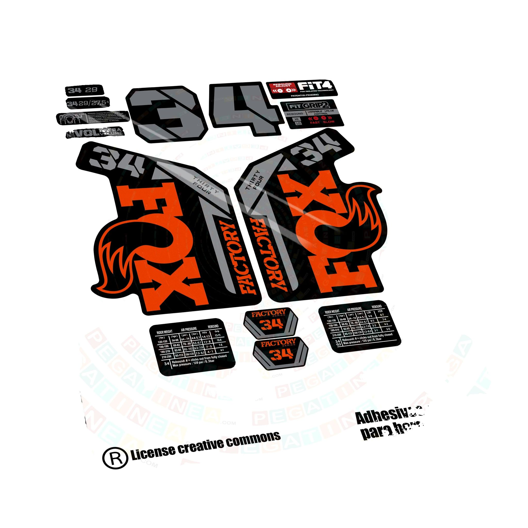 Gabelaufkleber, Anpassbares Design, Langlebiges Vinyl, Orange Rot
