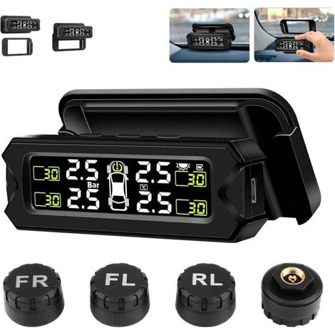 【verbesserte Version】 Debuns Kabelloses Reifendruckkontrollsystem (14–87 Psi) Mit Einstellbarem Winkel, 4 Sensoren Und Solar-/usb-ladefunktion