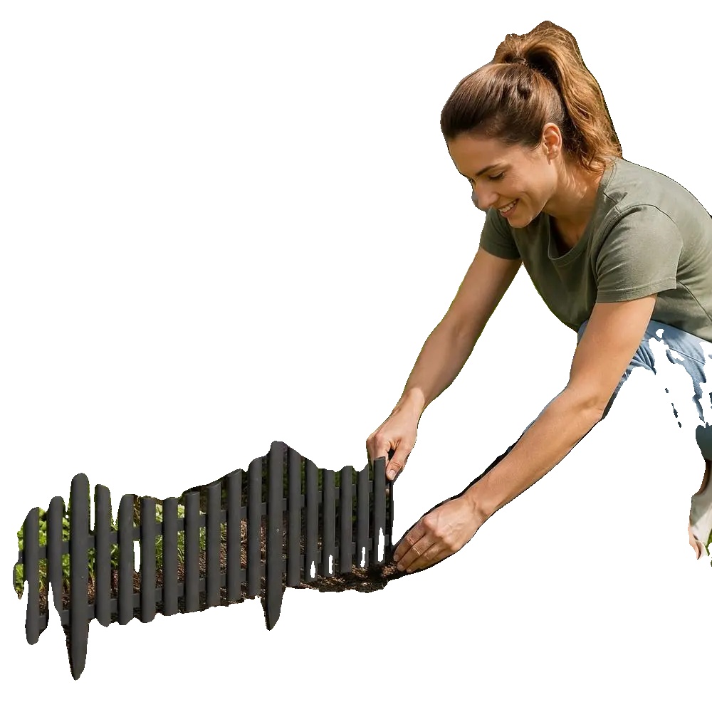 Gartenrandzaun, Flexibles Design, Langlebiger Kunststoff, Anthrazit