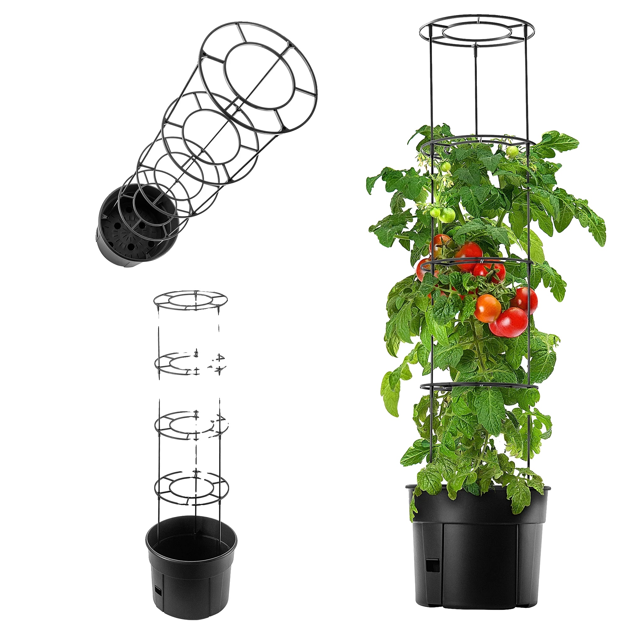 Tomatenanbau Topf, 28-liter Kapazität, Langlebiger Kunststoff, Durchmesser 30cm/40cm, Anthrazitfarben, Optimale Drainage