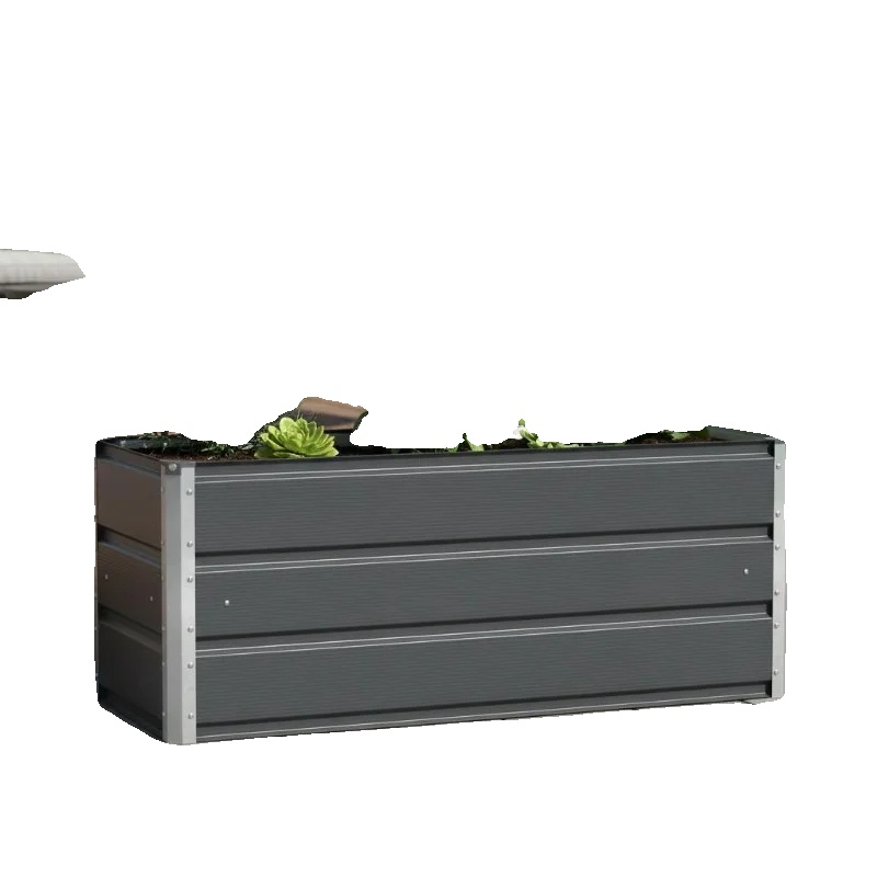 Rechteckiger Pflanztopf, Anthrazitstahl, 100 Cm X 40 Cm X 45 Cm, Innen- Und Außenbereich, Industriedesign, Vorinstallierte Entwässerungslöcher