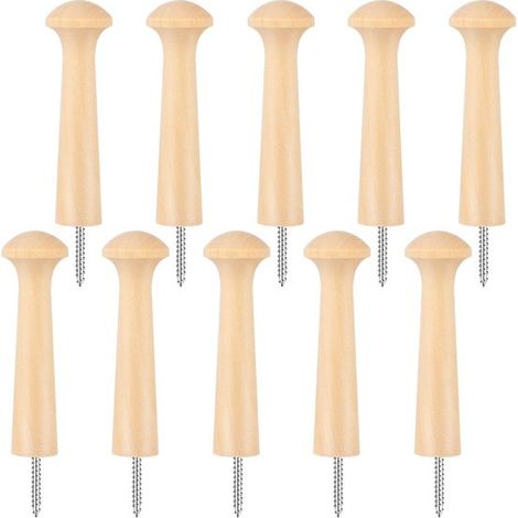 10 Massive Holzhaken – Spiralförmige Holzhaken – Kleiderständer Aus Holz – Ideal Zum Aufhängen Von Mänteln, Hüten, Schlüsseln Und Handtüchern – Farbe