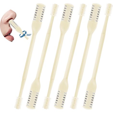 2-in-1 Nasenhaartrimmer Mit 6 Aufsätzen, Verbesserter Doppelseitiger Klinge, 360-grad-haarentfernungswerkzeug, Unisex-trimmer, Weiche Reinigungsbürste (creme)