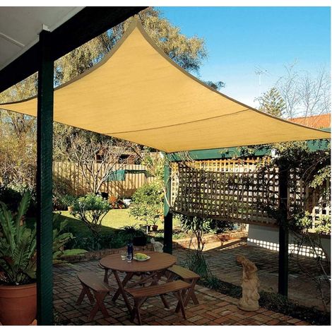 3 X 4 M Sonnensegel – Hdpe Mit Uv-schutz – Sandfarben – Lichtdurchlässiger Sonnenschutz Für Terrasse, Garten Und Innenhof