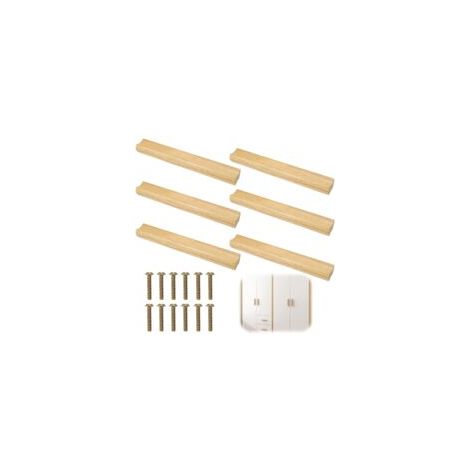 6 Stück Holzmöbelgriffe 160 Mm, Holz-küchenschrankgriffe, Holz-küchenschubladengriffe Mit Schrauben, Für Türen, Schubladen, Schränke