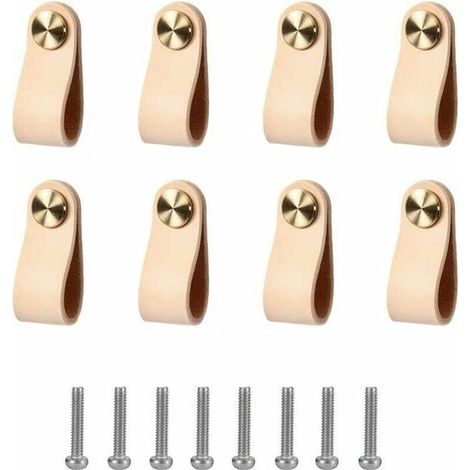 8-teiliges Set Ledergriffe Für Möbel, Schrankgriffe Für Exquisite Möbelaccessoires Inklusive Schrauben, Von Debuns