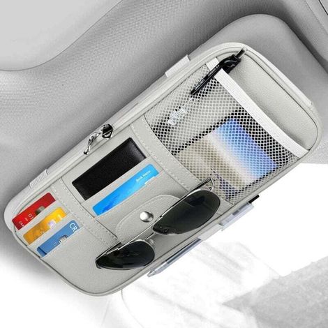 Auto-sonnenschutz-organizer, Leder-innenausstattung, Aufbewahrungstasche, Etui, Tasche Für Karten, Schlüssel, Kennzeichen, Handy, Rechnungen, Dokumente, Von Debuns