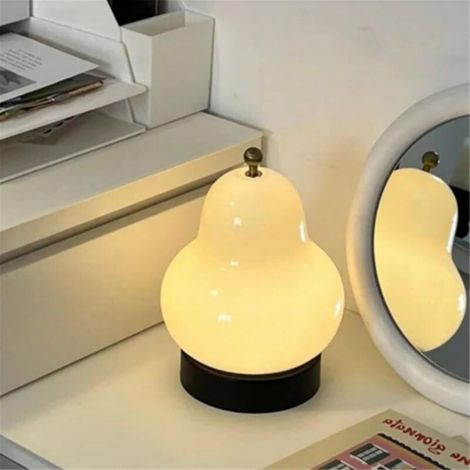 Birnenförmige Schreibtischlampe In Cremeweiß, Nachttischlampe Fürs Schlafzimmer, Elegante Ambiente-dekoration