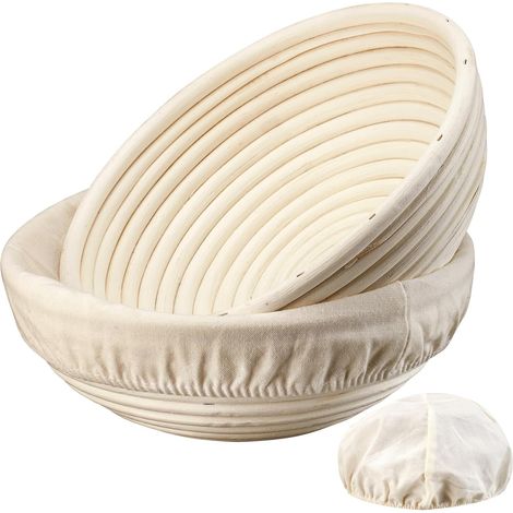 Brotkorb-set, Schutzkorb Für Sauerteigbrot, Runde Schutzschale, Manueller Weinreben-brotkorb Mit Einlage (2-teiliges Rundes Set, 23 Cm Durchmesser)