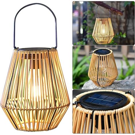 Dekorative Rattanlaterne, Solarlaterne, Ip44 Wasserdichte Solarlampe, Solar-hängelampe Für Garten, Terrasse, Hof