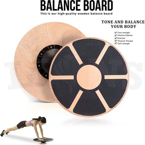 Dieses Rutschfeste Holzschaukelbrett Für Das Rumpftraining Hat Einen Durchmesser Von 15,5 Zoll (ca. 39,5 Cm) Und Ist Für Ein Stabiles Training Um 360 Grad Drehbar.