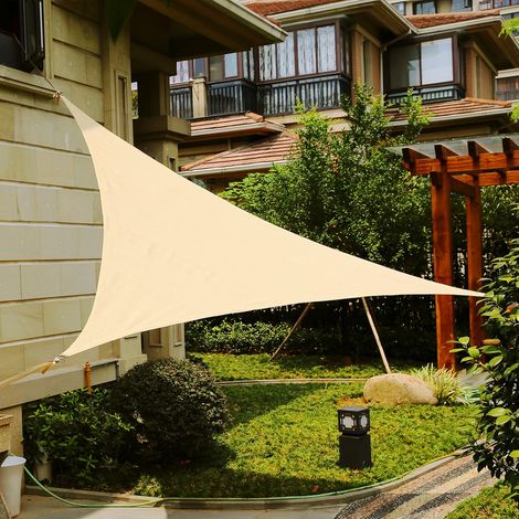 Dreieckiges Sonnensegel 3,65 M X 3,65 M X 3,65 M, Sandfarben – Uv-beständig – Geeignet Für Terrassen, Gärten Und Außenbereiche