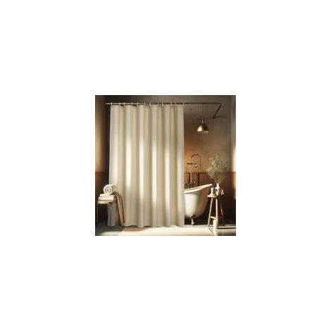 Duschvorhang Aus Strukturiertem Leinen – Wasserdichtes Polyester – Schimmelresistent – Maschinenwaschbarer Duschvorhangstoff Für Badezimmer – 180 X 200 Cm – Mit 12 Ringen