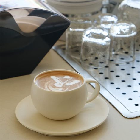 Eiförmige Kaffeetasse, Runde Teetasse Mit Untertasse, Mattcreme, 226,8 Gramm (ca.) (creme)
