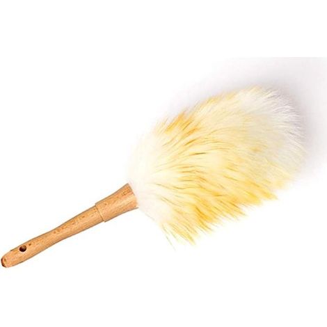 Ein Kleiner, Weicher, Antistatischer Mikrofaser-staubwedel Mit Holzgriff, Ideal Zum Reinigen Von Wohnungen, Autos, Möbeln, Büros Und Büchern.