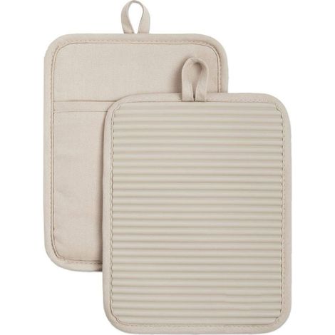 Gerippter, Weicher Silikon-ofenhandschuh, 2er-set, Beige, 22,4 Cm X 17,2 Cm