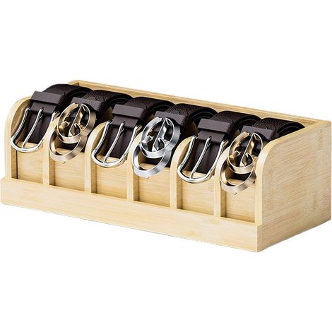 Gürtelorganizer Aus Bambus – 6 Fächer – Für Kleiderschrank Und Schublade – Naturbambus