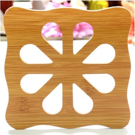 Hitzebeständige Tischsets Aus Holz, Cartoon-design – Rutschfeste Topfuntersetzer, Originelle Und Niedliche Untersetzer, Schüsseluntersetzer (blumenmuster) – 6er-set