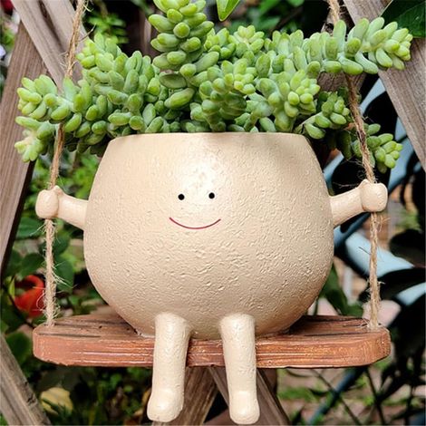 Hängender Blumentopf Mit Lächelndem Gesicht – Geeignet Für Zimmer- Und Gartenpflanzen, Sukkulenten Und Lichterketten – Ein Lustiges Und Kreatives Geschenk, Perfekt Für Partys Und