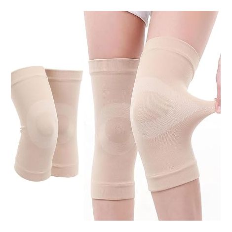 Kniebandage, Kniestütze, Knieorthese, Schmerzlinderung Beim Training Und Nach Verletzungen, Für Männer Und Frauen (1 Paar Beige, 28 Cm Lang)