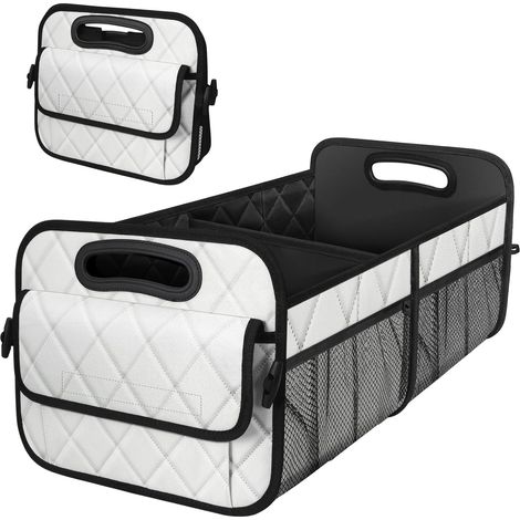 Kofferraum-organizer Mit 6 Fächern – 50 L, Wasserdichtes Polyester – Aufbewahrungsbox Für Suvs, Minivans Und Transporter – Mittelbeige