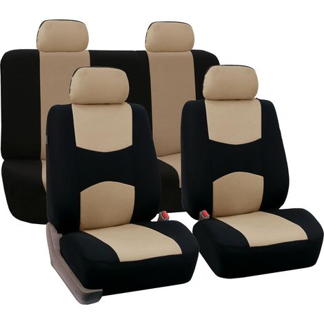Komplettes Set Stoff-autositzbezüge – Beige – Universal – Niedrige Rückenlehne – Waschbar – Für Suvs, Limousinen Und Vans