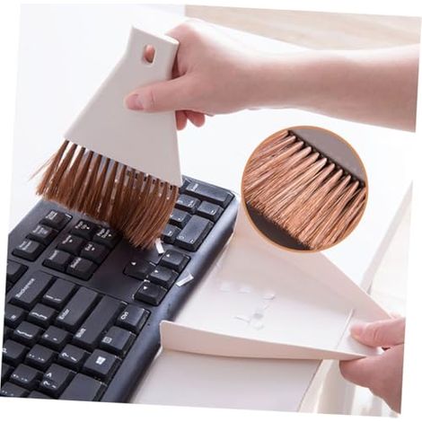 Mini-besen- Und Kehrschaufel-sets Aus Kunststoff, Tragbares Reinigungsset Mit Aufhängehaken Für Schreibtisch, Tastatur, Tierbox Und Enge Zwischenräume, Farbe: Kaffee Und Beige.